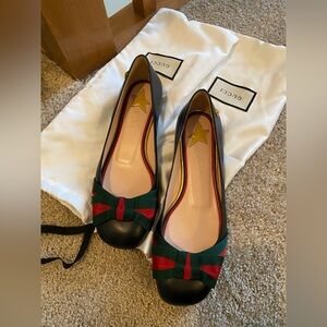 Gucci Black Flats with Yellow Star Detail